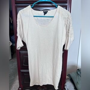 Club Monaco Ivory Beaded Angora Sweater Soft, Luxe Short Sleeve Knit Top